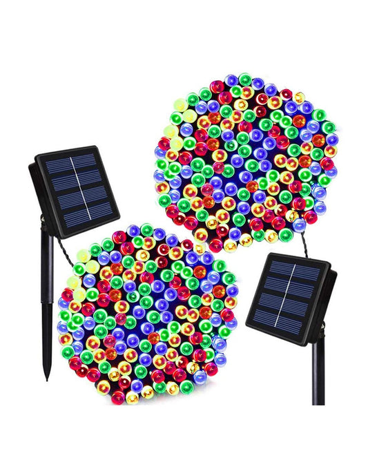 Set 2 x Decoratiune cu Incarcare Solara 100 LED, 10 Metri - Multicolor