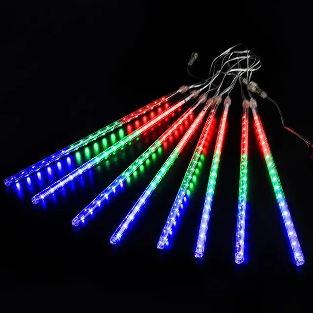 Decoratiune pentru Exterior 3m – 8 Turturi Luminoși 50 cm – Efect Meteorit – Multicolor
