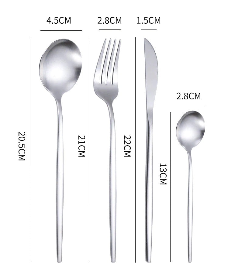 Set 24 de tacamuri, 6 persoane, otel inoxidabil, auriu cu alb