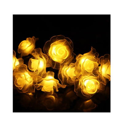 Decoratiune solara 50 LED, ghirlanda luminoasa cu trandafiri alb cald