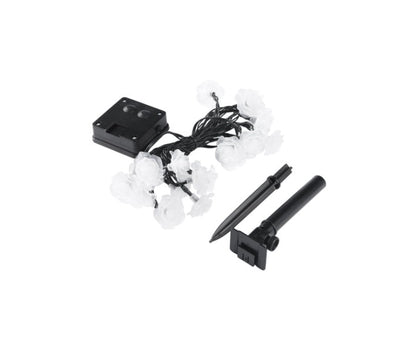 Decoratiune solara 50 LED, ghirlanda luminoasa cu trandafiri alb cald