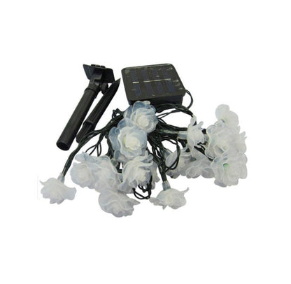 Decoratiune solara 50 LED, ghirlanda luminoasa cu trandafiri alb cald