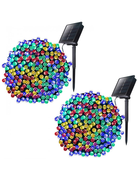Set 2 x Decoratiune cu Incarcare Solara 100 LED, 10 Metri - Multicolor