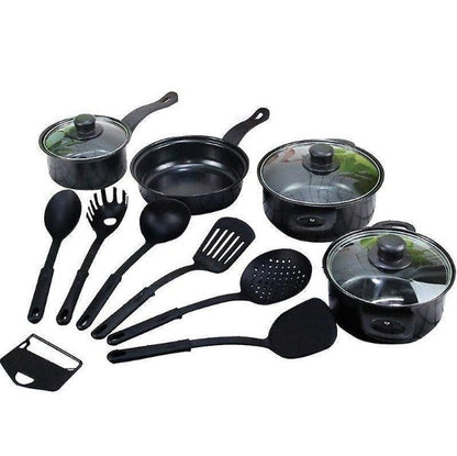 Set de Gătit 13 Piese – Oale cu Capace și Ustensile din Silicon, Rezistente la Căldură, Antiaderente și Perfecte pentru Gătit Fără Griji