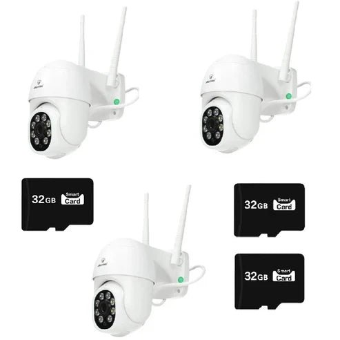 Camera de Supraveghere Video Jortan, 32 Leduri, Rotative, Infrarosu, Rezistanta la apa + Card 32 GB