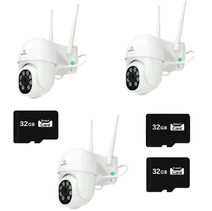 Camera de Supraveghere Video Jortan, 32 Leduri, Rotative, Infrarosu, Rezistanta la apa + Card 32 GB