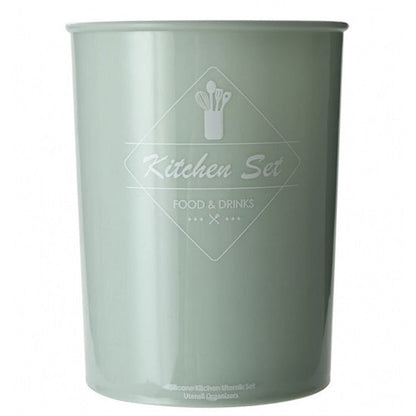 Set 12 ustensile de gatit din silicon, maner rezistent din bambus