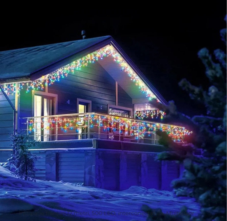 Decoratiune - Franjuri, cu LED-uri Tip Turturi, 12 metri - multicolora