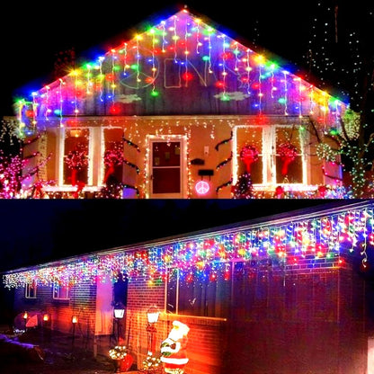 Set 2 x Decoratiune- Franjuri, cu LED-uri Tip Turturi, 12 metri - multicolora