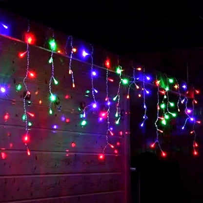 Set 2 x Decoratiune- Franjuri, cu LED-uri Tip Turturi, 12 metri - multicolora