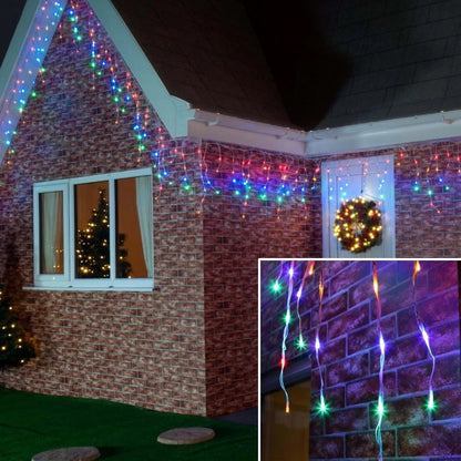 Set 2 x Decoratiune- Franjuri, cu LED-uri Tip Turturi, 12 metri - multicolora