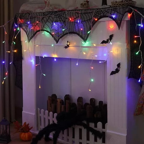 Set 2 x Decoratiune- Franjuri, cu LED-uri Tip Turturi, 12 metri - multicolora