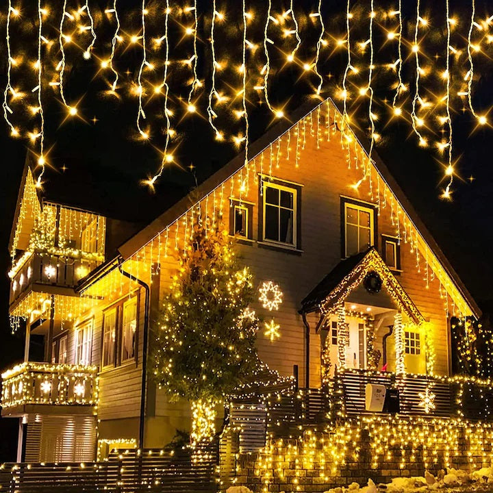 Set 2 x Decoratiune- Franjuri, cu LED-uri Tip Turturi, 12 metri - Alb Cald