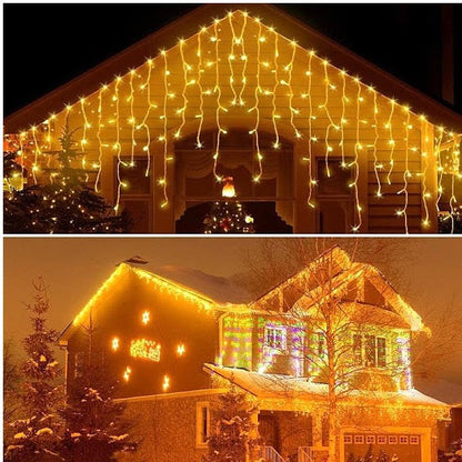Set 2 x Decoratiune- Franjuri, cu LED-uri Tip Turturi, 12 metri - Alb Cald