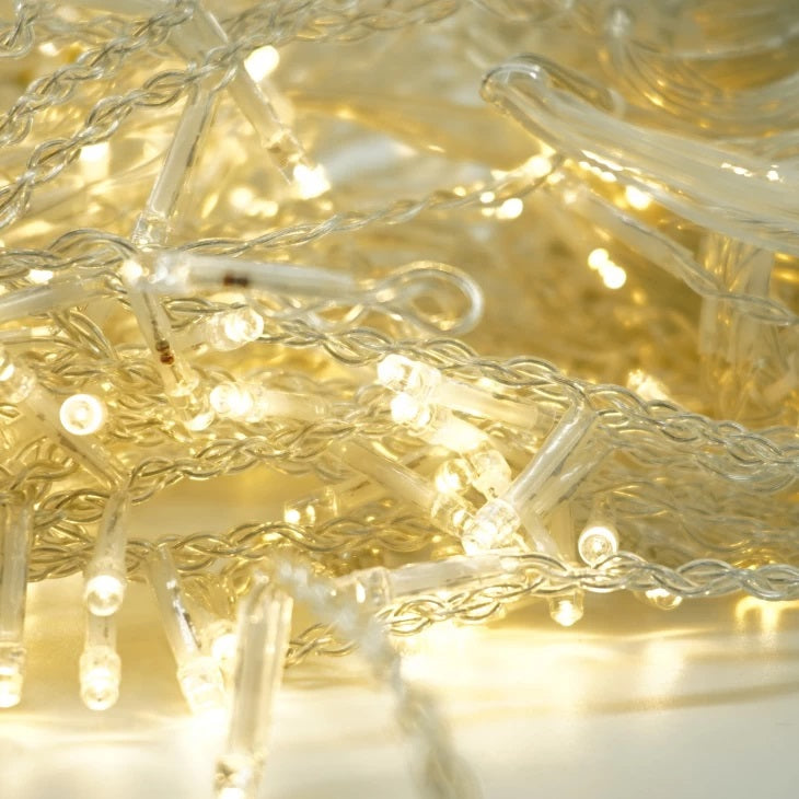 Set 2 x Decoratiune- Franjuri, cu LED-uri Tip Turturi, 12 metri - Alb Cald