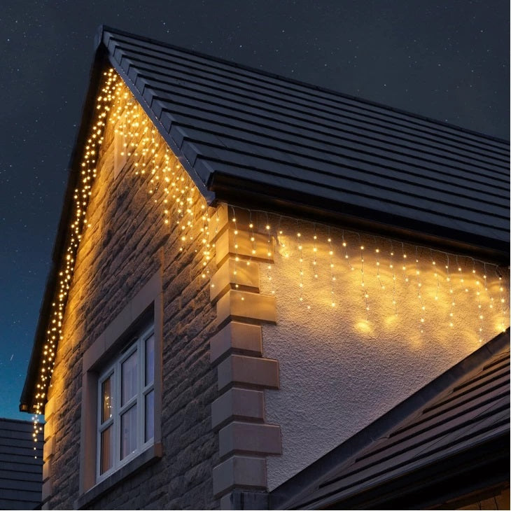 Set 2 x Decoratiune- Franjuri, cu LED-uri Tip Turturi, 12 metri - Alb Cald