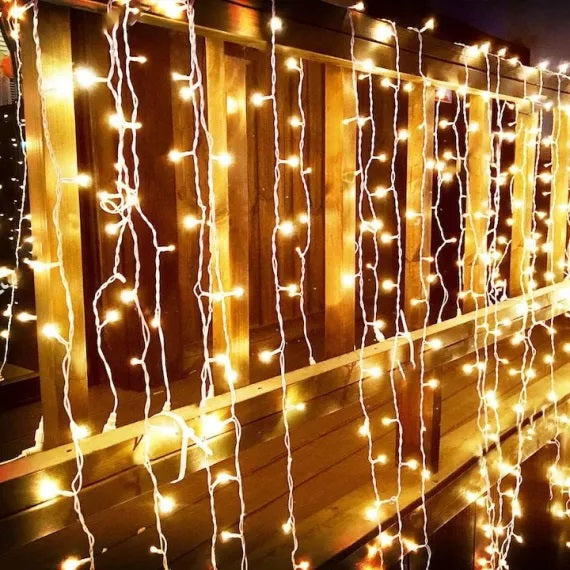 Set 2 x Decoratiune- Franjuri, cu LED-uri Tip Turturi, 12 metri - Alb Cald
