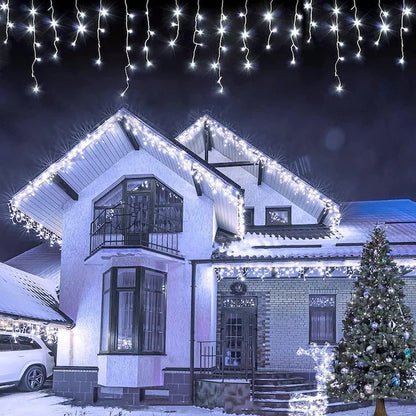 Decoratiune - Franjuri, cu LED-uri Tip Turturi, 12 metri - Alb Rece