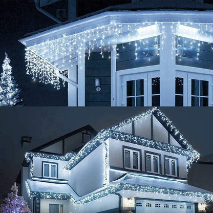 Decoratiune - Franjuri, cu LED-uri Tip Turturi, 12 metri - Alb Rece