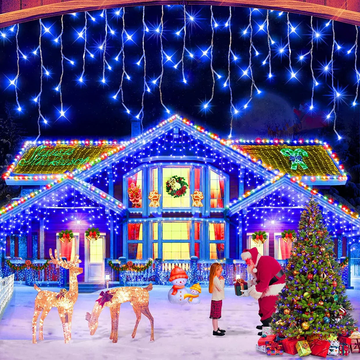Decoratiune - Franjuri, cu LED-uri Tip Turturi, 12 metri Diverse Culori