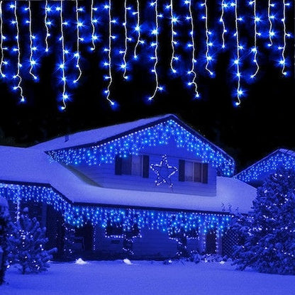 Decoratiune - Franjuri, cu LED-uri Tip Turturi, 12 metri - Albastru