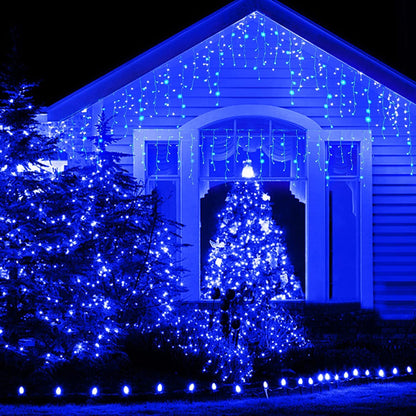 Set 2 x Decoratiune - Franjuri, cu LED-uri Tip Turturi, 12 metri - Albastru