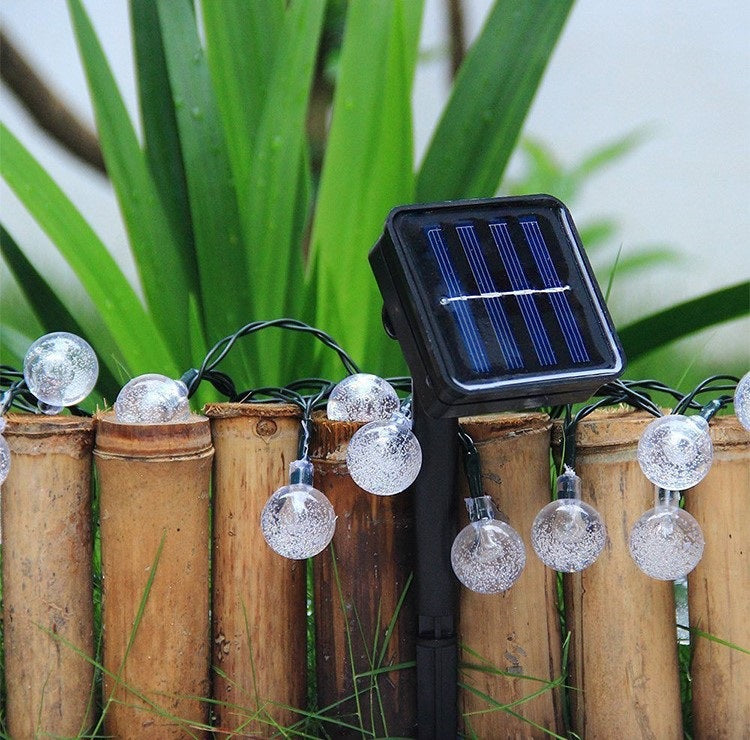Set 2 x Decoratiune cu Incarcare Solara, 5 Metri, 30 Globulete - Alb Rece