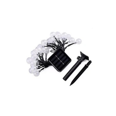 Set 2 x Decoratiune cu Incarcare Solara, 5 Metri, 30 Globulete - Alb Rece