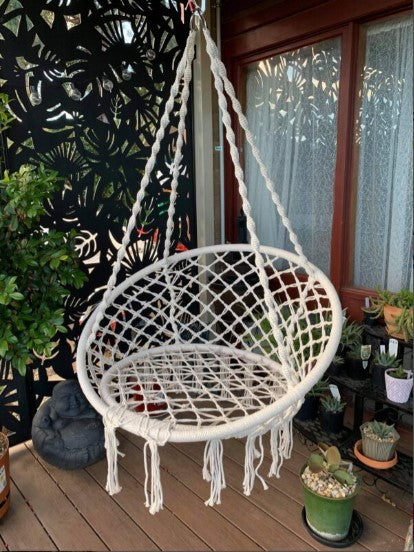 Scaun Rotund Tip Leagan Suspendat, Cu Franjuri, 80CM