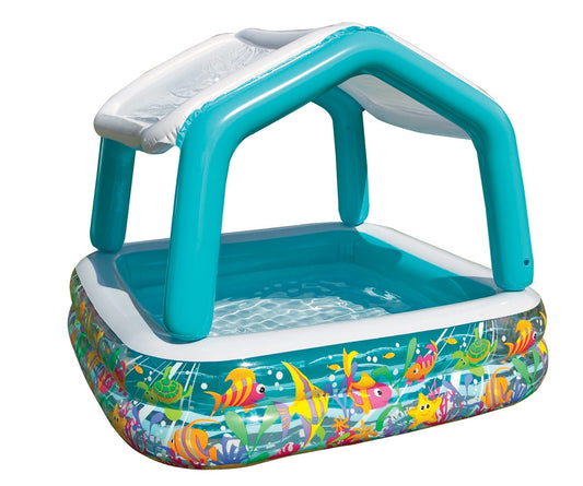 Piscina Gonflabila cu Acoperis model Casuta pentru Copii si Protectie UV ,157 x 157 x 122 cm