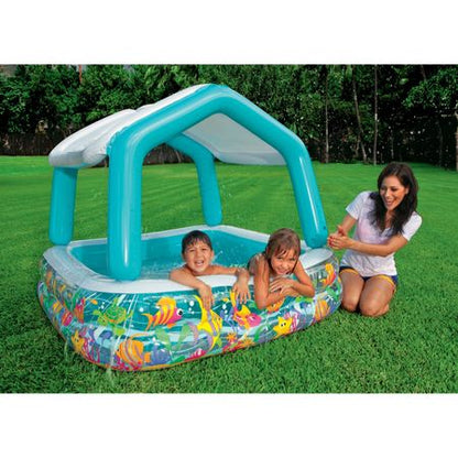 Piscina Gonflabila cu Acoperis model Casuta pentru Copii si Protectie UV ,157 x 157 x 122 cm